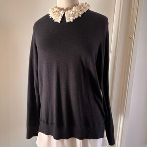 Ted BakerBlack Sweater with Cream Floral Collar